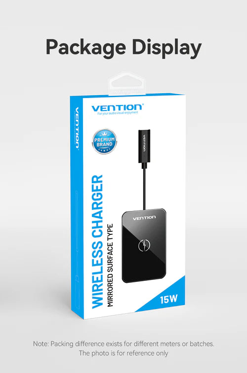 Vention 15W Ultra-Thin Wireless Charger with Mirror Surface (FGBBAG) – Fast Qi Charging Pad 0.05M