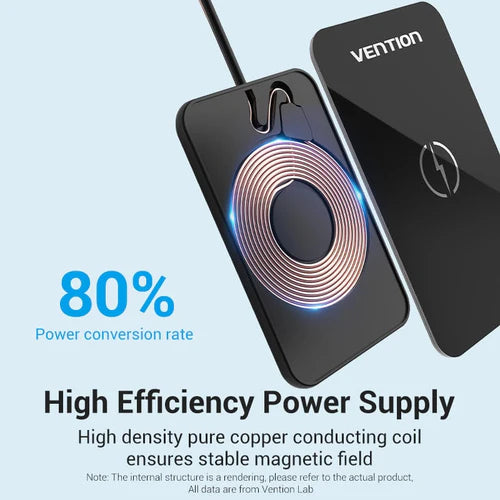 Vention 15W Ultra-Thin Wireless Charger with Mirror Surface (FGBBAG) – Fast Qi Charging Pad 0.05M