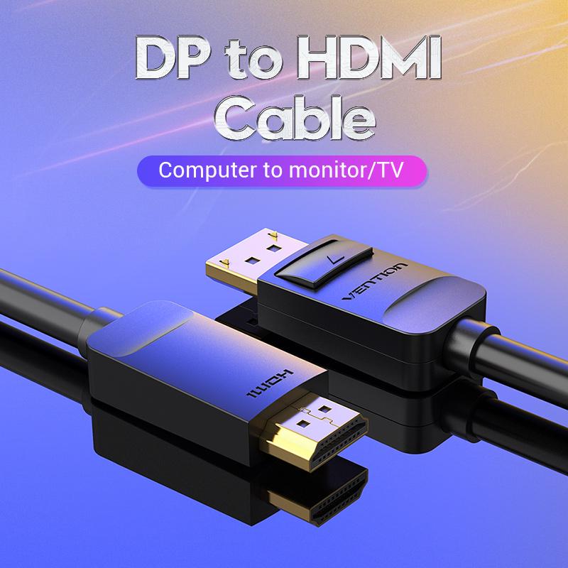 Vention Mini DisplayPort to HDMI Cable 1.5m– HABBG High-Resolution Display Adapter for Laptop, PC & TV