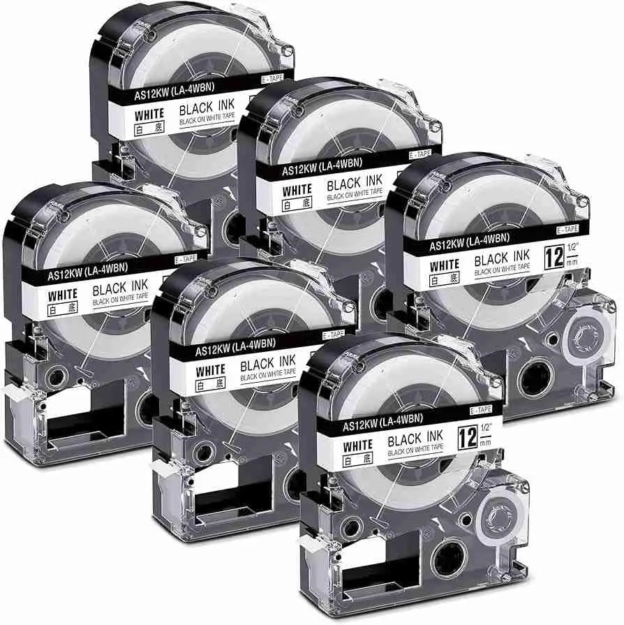 Epson SS12KW 12mm Black on White Label Tape