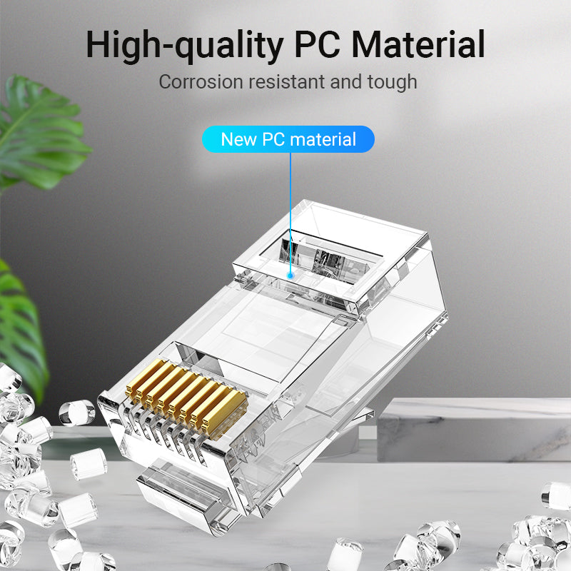 Vention Cat.6A UTP RJ45 Modular Plug 100-Pack Transparent IDGR0-100 | Ethernet Crimp Connectors