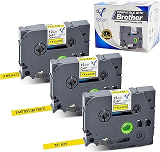 Brother TZ2-631 12mm x 8m Black on Yellow Label Tape