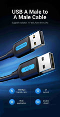Vention USB 2.0 A Male to A Male Cable 1M Black PVC Type – VEN COJBF