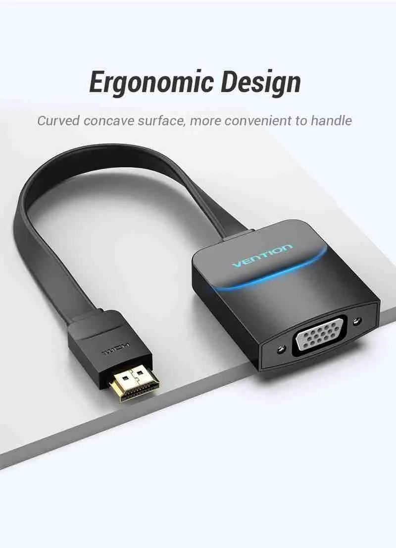 Vention HDMI to VGA Converter Cable (0.15m, Black) – VEN-74345 Flat Adapter for Laptop to Monitor/Projector