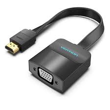 Vention HDMI to VGA Converter Cable (0.15m, Black) – VEN-74345 Flat Adapter for Laptop to Monitor/Projector