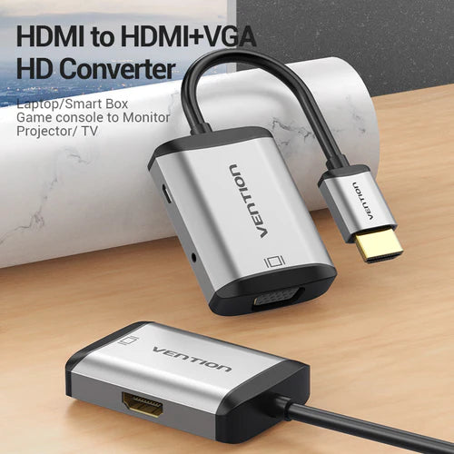 Vention HDMI to HDMI + VGA Converter (VEN-AFVHB) – Dual Display Adapter for Laptop, PC, Monitor & Projector