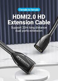 Vention HDMI Female to Female Extension Cable (0.5m, Black) – AAXBD High-Speed HDMI Coupler for TV, Monitor & Projector