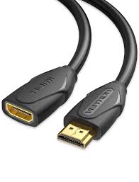 Vention HDMI Extension Cable (1m, Black) – VAA-B06-B100 High-Speed HDMI Male to Female Adapter for TV, Monitor & Projector