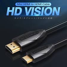 Vention Mini HDMI to HDMI Cable (2m, Black) – VEN-VAA-D02-B200 High-Speed 4K Adapter for Camera, Laptop, TV & Monitor