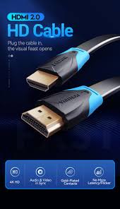 Vention Flat HDMI Cable (1.5m, Black) – VAA-B02-L150 High-Speed 4K Ultra HD Slim Cable for TV, Monitor & Gaming
