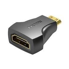 Vention Mini HDMI to HDMI Adapter (AISBO, Black) – Male to Female Converter for Camera, Laptop, TV & Monitor