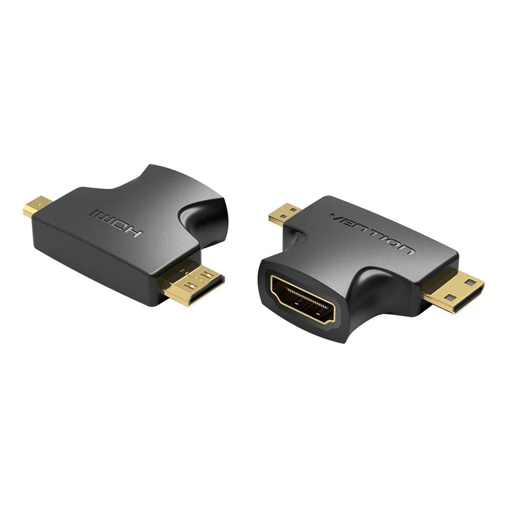Vention 2-in-1 Mini HDMI & Micro HDMI to HDMI Adapter – Male to Female Converter for Camera, Laptop, TV & Monitor