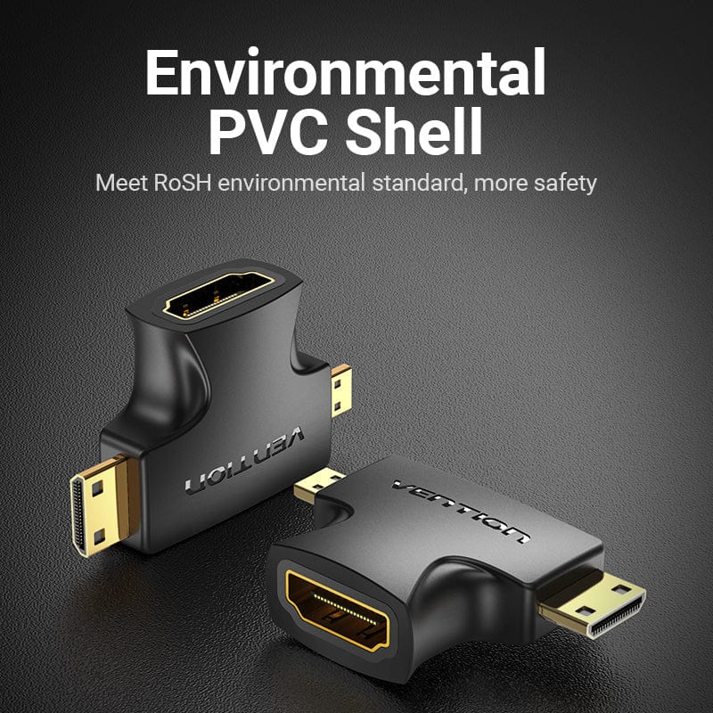 Vention 2-in-1 Mini HDMI & Micro HDMI to HDMI Adapter – Male to Female Converter for Camera, Laptop, TV & Monitor