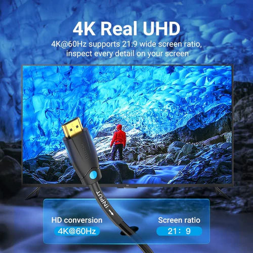 Vention HDMI 2.0 Cable – AAMBT High-Speed 4K Ultra HD Engineering-Grade Extra Long Cable for Professional Use & Home Theater