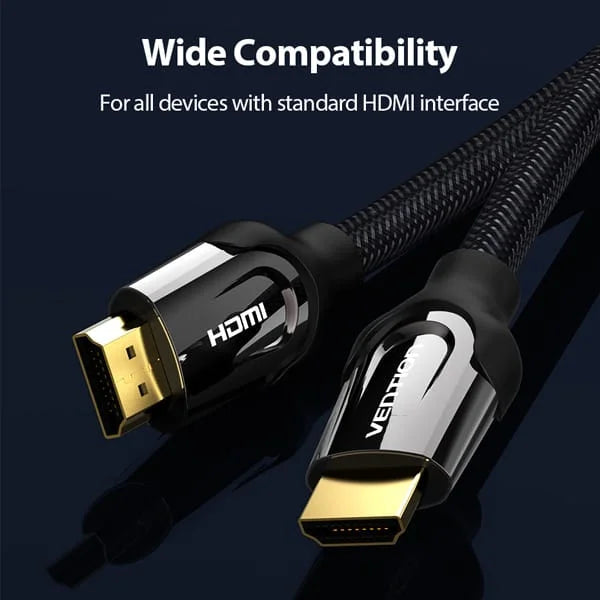 Vention HDMI 2.0 Cable (2m, Black) – AASBH High-Speed 4K Ultra HD HDMI Cable for TV, Monitor & Gaming
