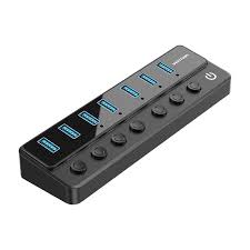 Vention CHXB0-UK 7-Port USB 3.0 Hub with Individual Power Switches &amp; DC 5.5mm Power Adapter – High-Speed USB Expansion for Laptops &amp; PCs