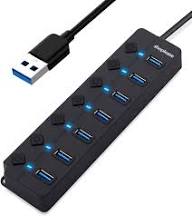 Vention CHXB0-UK 7-Port USB 3.0 Hub with Individual Power Switches &amp; DC 5.5mm Power Adapter – High-Speed USB Expansion for Laptops &amp; PCs