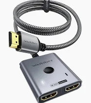 Vention 2-Port HDMI Bi-Directional Switcher (AFUH0) – Silver Color HDMI Switch for Seamless Switching Between Devices