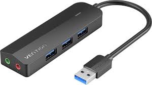 Vention CHIBB 3-Port USB 3.0 Hub with Sound Card & Power Supply