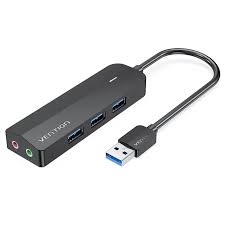 Vention CHIBB 3-Port USB 3.0 Hub with Sound Card & Power Supply