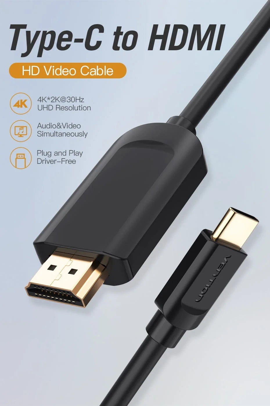 Vention CRBBF Cotton Braided USB-C to HDMI Cable 