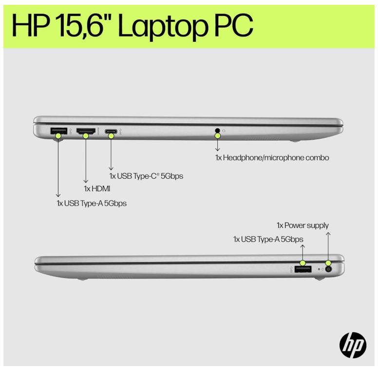 HP 15-fd0250wm Laptop Intel Core i5-1334U 13th Gen, 15.6″ HD, 8GB RAM, 512GB SSD, Intel Iris Xe, Windows 11 Home