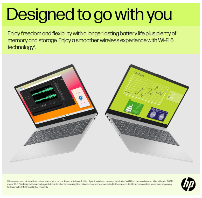 HP 15-fd0250wm Laptop Intel Core i5-1334U 13th Gen, 15.6″ HD, 8GB RAM, 512GB SSD, Intel Iris Xe, Windows 11 Home