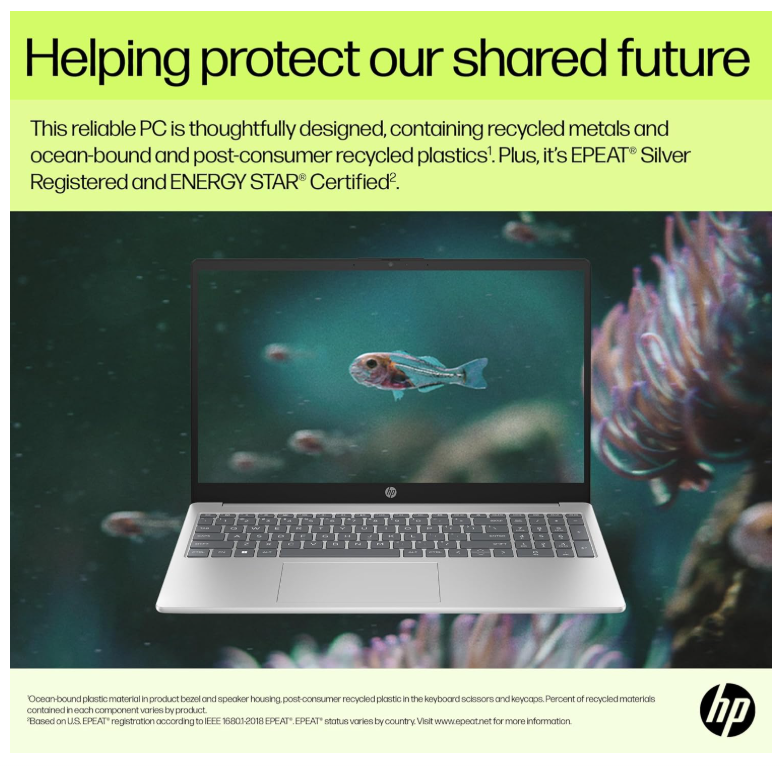 HP 15-fd0250wm Laptop Intel Core i5-1334U 13th Gen, 15.6″ HD, 8GB RAM, 512GB SSD, Intel Iris Xe, Windows 11 Home