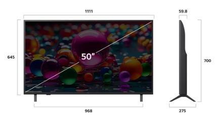 LG 50UA80006LC 50-Inch 4K UHD Smart LED Television with AI, Smart Voice Control.