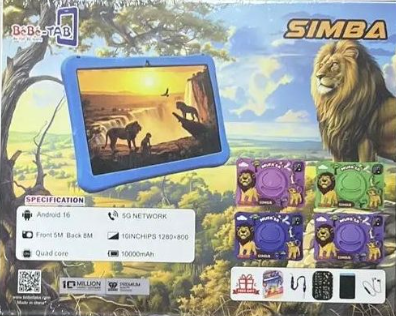 Bebe-Tab Simba Kids Study Tablet 10-Inch with SIM Card Slot, 8GB RAM & 512GB ROM