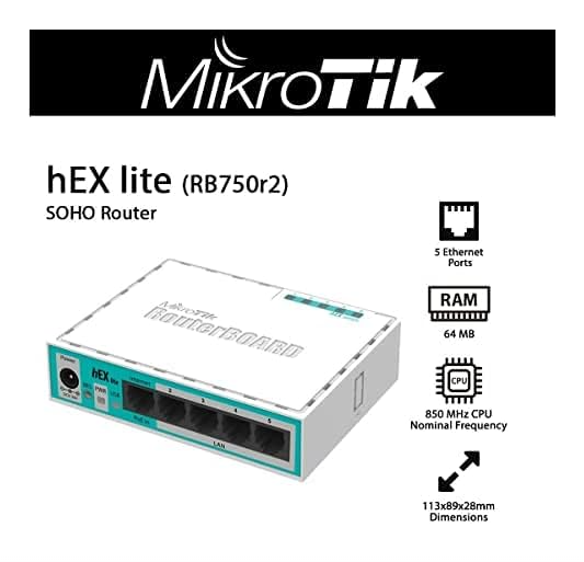 MikroTik hEX RB750Gr3 5-Port Gigabit Ethernet Router with Dual-Core CPU & RouterOS