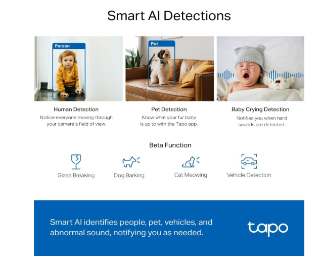 TP-Link Tapo C220 Pan & Tilt AI Home Security Wi-Fi Camera with Night Vision & Motion Detection