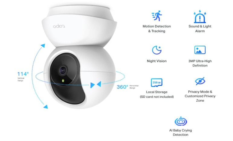 TP-Link Tapo C210 Pan & Tilt Smart Home Security Wi-Fi Camera with Night Vision & Motion Detection