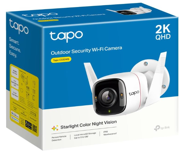 TP-Link Tapo C320WS Outdoor Security Wi-Fi Camera with 2K QHD Video, Color Night Vision & Dual Antennas
