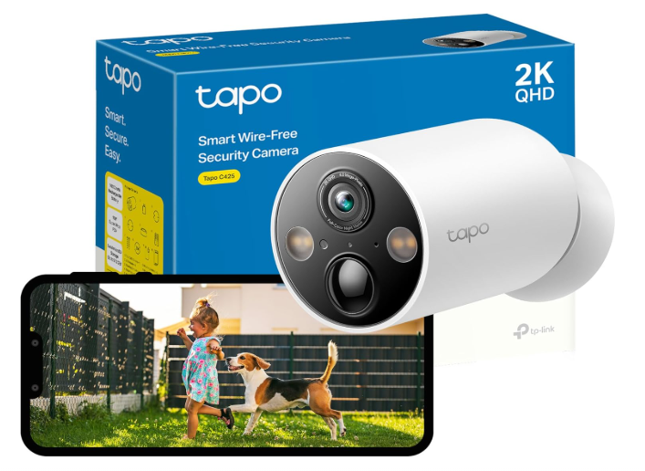 TP-Link Tapo C425 Solar-Powered Security Camera Kit with Wire-Free Design, Color Night Vision & Smart Motion Detection