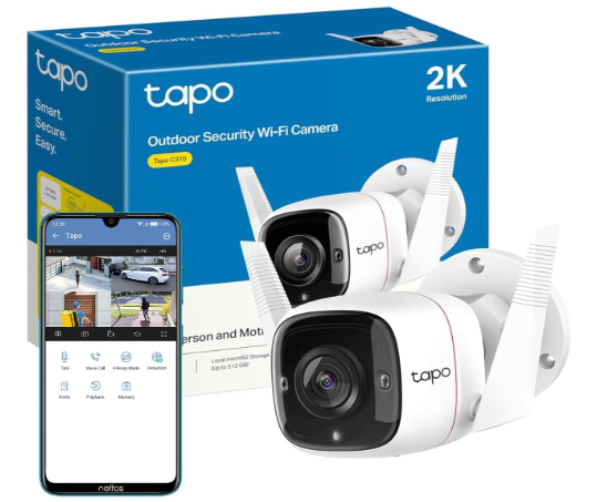 TP-Link Tapo C310 2K Outdoor Security Wi-Fi Camera with Person Detection, Night Vision & Sound-Light Alarm