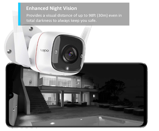 TP-Link Tapo C310 2K Outdoor Security Wi-Fi Camera with Person Detection, Night Vision & Sound-Light Alarm