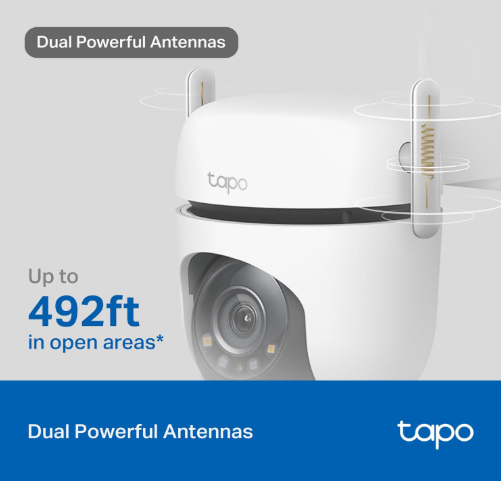 TP-Link Tapo C510WS 2K QHD Outdoor Pan & Tilt Wi-Fi Camera with AI Detection & 360° Coverage