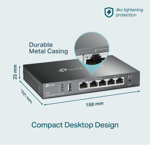 TP-Link ER605 Omada Gigabit VPN Router with Multi-WAN Load Balancing & Advanced Network Security