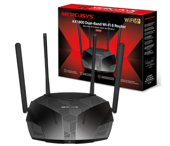 MERCUSYS MR70X AX1800 Dual-Band Wi-Fi 6 Router with High-Speed Performance & Extended Coverage