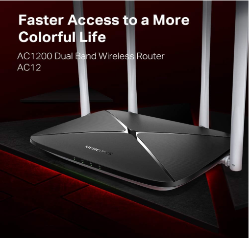 MERCUSYS AC12 AC1200 Dual-Band Wireless Router with High-Speed Wi-Fi & Reliable Home Coverage