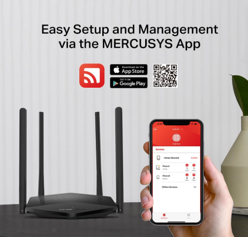 MERCUSYS MR60X AX1500 Dual-Band Wi-Fi 6 Router with High-Speed Performance & Improved Network Efficiency