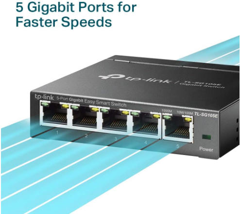 TP-Link TL-SG105E 5-Port Gigabit Smart Switch with Easy Network Control & Traffic Prioritization