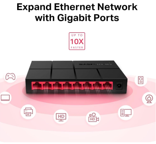 Mercusys MS108G 8-Port Gigabit Desktop Switch for High-Speed & Stable Wired Network Expansion