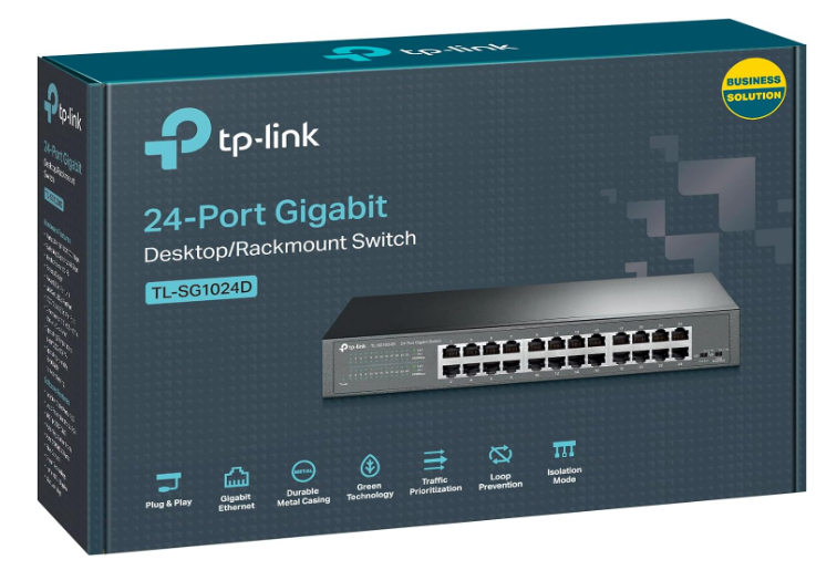 TP-Link TL-SG1024D 24-Port Gigabit Ethernet Switch with Steel Case for Rack-Mount & Desktop Network Expansion
