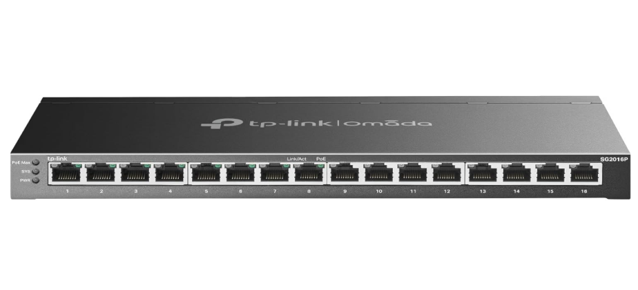 TP-Link TL-SG2016P JetStream 16-Port Gigabit Smart Switch with 8 PoE+ Ports for Business & Network Deployments