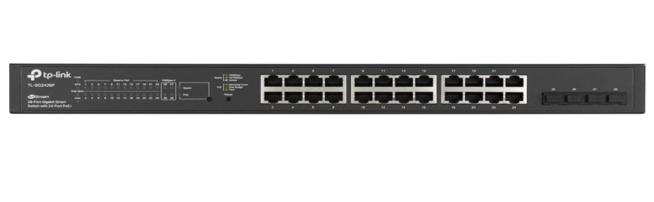 TP-Link TL-SG2428P JetStream 28-Port Gigabit Smart Switch with 24 PoE+ Ports, 4 SFP Slots & Omada Cloud Management