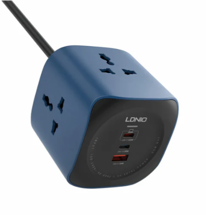LDNIO SC3319 6-in-1 Power Socket Cube with 65W USB-C Fast Charging & 3 Universal Outlets (2500W)