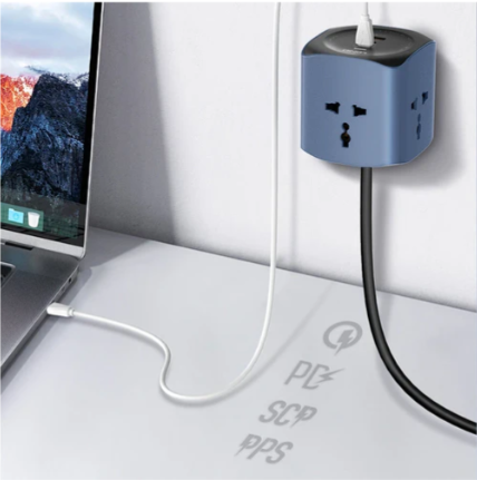 LDNIO SC3319 6-in-1 Power Socket Cube with 65W USB-C Fast Charging & 3 Universal Outlets (2500W)
