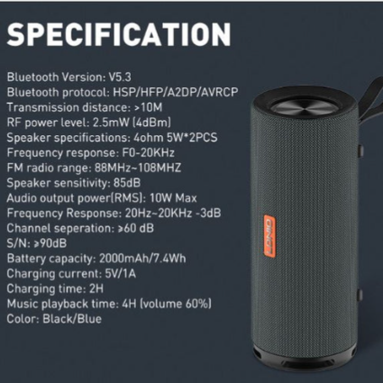 LDNIO BTS13 Waterproof Mini Bluetooth Speaker with BT 5.3 & Portable Design for Travel, Car & Outdoor Use